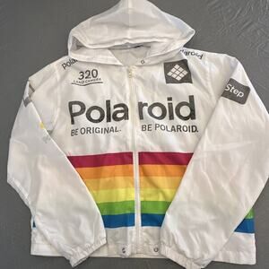 Polaroid Jacket Mens Large White Lightweight Windbreaker 1/4 Zip